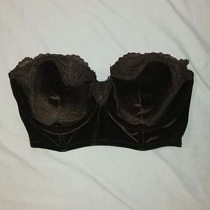 NWT Black Satin Strapless VS Bra